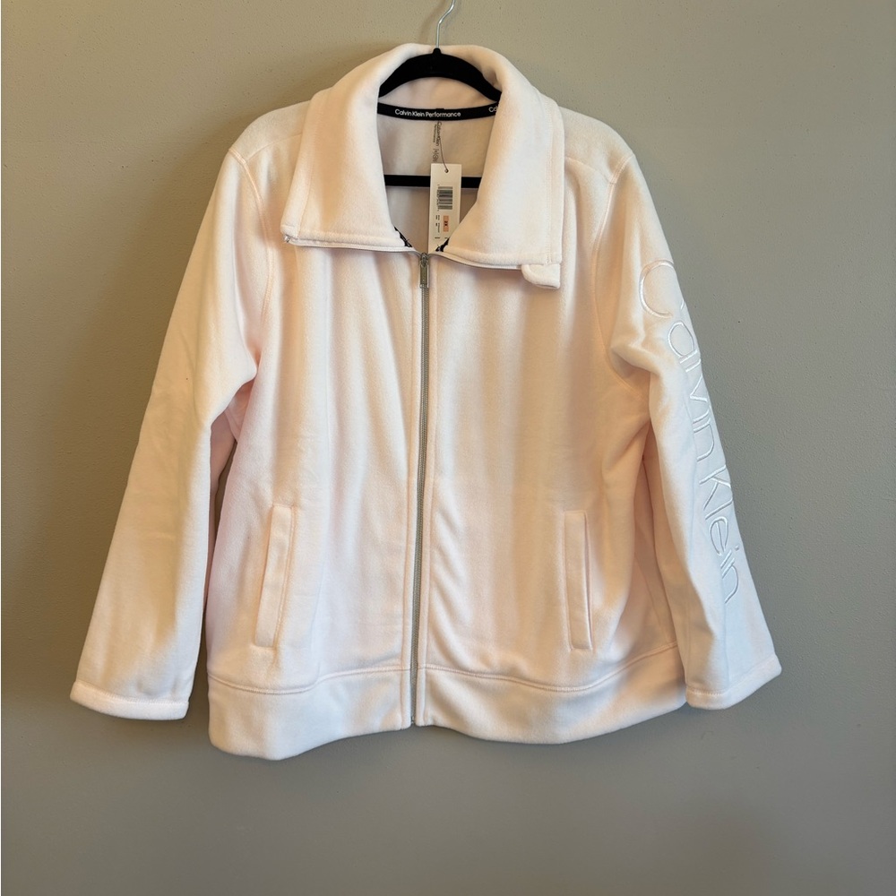 NWT Calvin Klein Women's Soft Light Pink teddy Jacket 2X